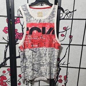 Ecko Unlimited Red and Gray Graphic Tank Top Medium